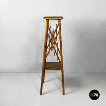 Load image into Gallery viewer, Pedestal in brown leather and bamboo, 1930s