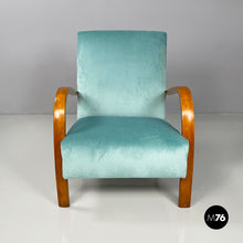 Load image into Gallery viewer, Armchairs in light blue and wood, 1950s