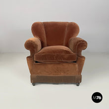 Carica l'immagine nel visualizzatore di Gallery, Armchairs in brown velvet, 1930s