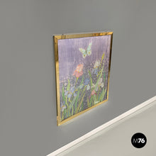 将图片加载到图库查看器,Canvas painting with flowers and butterfly, 1970s