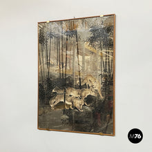Load image into Gallery viewer, Silk tapestry with 5 foxes in bamboo forest, mid 1700s