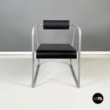 将图片加载到图库查看器,Chair in gray metal, black rubber and wood, 1980s