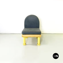 将图片加载到图库查看器,Chair in gray velvet, briar wood and yellow metal, 1980s