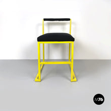 将图片加载到图库查看器,Chair with black fabric and yellow metal, 1980s