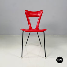 将图片加载到图库查看器,Chair in red plastic and black metal, 1960s