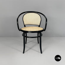 Load image into Gallery viewer, Chairs in straw and black wood, 1970s