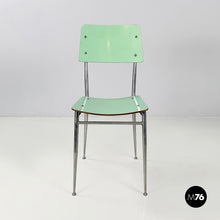将图片加载到图库查看器,Chairs in aqua green formica and metal, 1960s