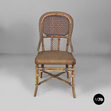 Carica l'immagine nel visualizzatore di Gallery, Chairs in rattan and light blue rattan, early 1900s
