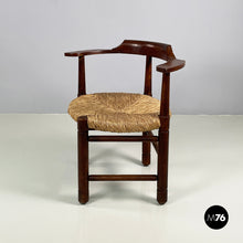 画像をギャラリービューアに読み込む, Tub chairs in straw and wood, 1970s