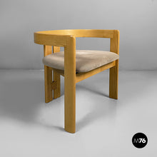 Charger l'image dans la galerie, Tub chairs in wood and beige velvet, 1980s