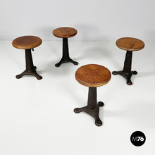 Load image into Gallery viewer, Stools in wood and cast iron, 1930s