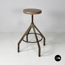 Load image into Gallery viewer, Stool in grey wood and metal, 1950s