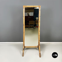 画像をギャラリービューアに読み込む, Freestanding full-lenght rattan mirror, 1960s