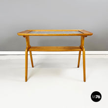 画像をギャラリービューアに読み込む, Coffee table in wood and decorated glass, 1950s