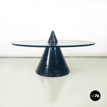 画像をギャラリービューアに読み込む, Coffee table in glass and black marble, 1980s