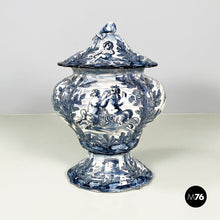画像をギャラリービューアに読み込む, Vase in white and blue ceramic, 1900-1950s