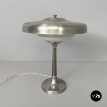 Charger l'image dans la galerie, Table lamp in aluminum and opal glass, 1940s