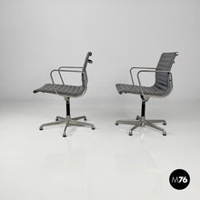 将图片加载到图库查看器,Dark grey leather office chairs EA108 by Charles and Ray Eames for ICF, 1970s