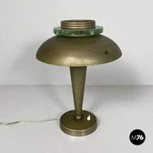 画像をギャラリービューアに読み込む, Brass and glass table lamp, 1920s