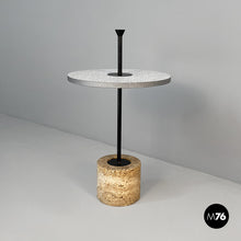 将图片加载到图库查看器,Coffee table in metal, formica and travertine, 1980s
