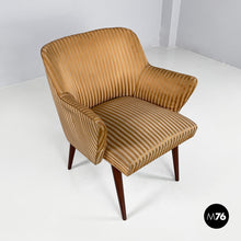 Load image into Gallery viewer, Striped fabric and wood armchairs, 1950s