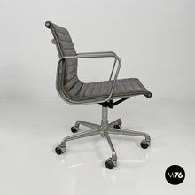 将图片加载到图库查看器,Dark grey leather office chair EA108 by Charles and Ray Eames for ICF, 1970s