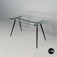 画像をギャラリービューアに読み込む, Coffee table in wood and glass , 1950s
