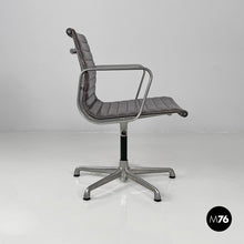 将图片加载到图库查看器,Dark grey leather office chair EA108 by Charles and Ray Eames for ICF, 1970s