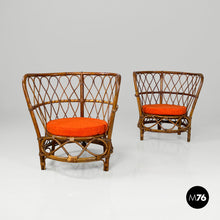Load image into Gallery viewer, Rattan cockpit armchairs, 1970s