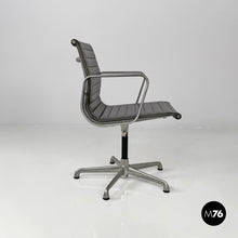 将图片加载到图库查看器,Dark grey leather office chair EA108 by Charles and Ray Eames for ICF, 1970s