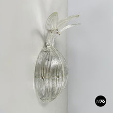画像をギャラリービューアに読み込む, Pineapple-shaped wall lamp in fluted glass, 1980s