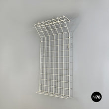 Load image into Gallery viewer, Wall coat hanger with hat stand in white metal rod, 1970s