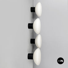 Load image into Gallery viewer, Wall lamps in opaline glass and black metal, 1950s