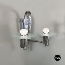 画像をギャラリービューアに読み込む, Double light appliques in metal and glass, 1920s