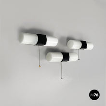 Load image into Gallery viewer, Wall lamps in opaline glass and black Bakelite, 1950s