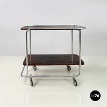 画像をギャラリービューアに読み込む, Wood and metal cart with double shelf, 1940s