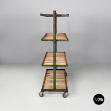 将图片加载到图库查看器,Cart in wood and green metal, 1920s