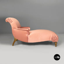 将图片加载到图库查看器,Chaise longue in pink satin and gilded wood, 1800s