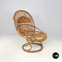 画像をギャラリービューアに読み込む, Rattan armchair Tre Cerchi by Tito Agnoli for Bonacina, 1960s