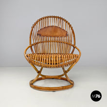 画像をギャラリービューアに読み込む, Rattan armchair Tre Cerchi by Tito Agnoli for Bonacina, 1960s