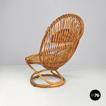 画像をギャラリービューアに読み込む, Rattan armchair Tre Cerchi by Tito Agnoli for Bonacina, 1960s