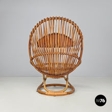 画像をギャラリービューアに読み込む, Rattan armchair Tre Cerchi by Tito Agnoli for Bonacina, 1960s