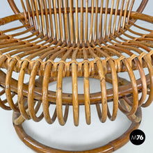 画像をギャラリービューアに読み込む, Rattan armchair Tre Cerchi by Tito Agnoli for Bonacina, 1960s