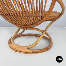 画像をギャラリービューアに読み込む, Rattan armchair Tre Cerchi by Tito Agnoli for Bonacina, 1960s
