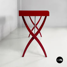 画像をギャラリービューアに読み込む, Console in burgundy wood and metal, 1980s