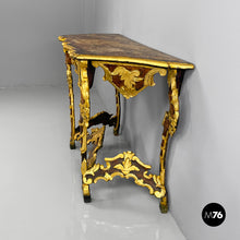 Load image into Gallery viewer, Console in gold wood with decorations, 1700s