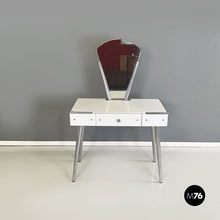 画像をギャラリービューアに読み込む, Console with mirror in opaline glass and steel by Raimondi, 1953