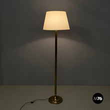 画像をギャラリービューアに読み込む, Floor lamp in withe fabric and brass by Lam Bologna, 1960s