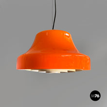 Carica l'immagine nel visualizzatore di Gallery, Chandelier in orange glass and white metal, 1970s
