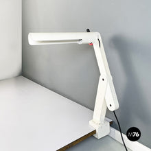 Load image into Gallery viewer, Adjustable white metal table lamp with clamp, 1980s